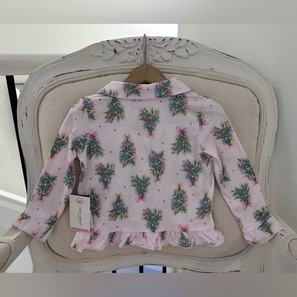 🎀 2T Floral, Ribbon, Bow & Christmas Tree Ruffled Toddler Pajamas Set - Picture 5 of 11